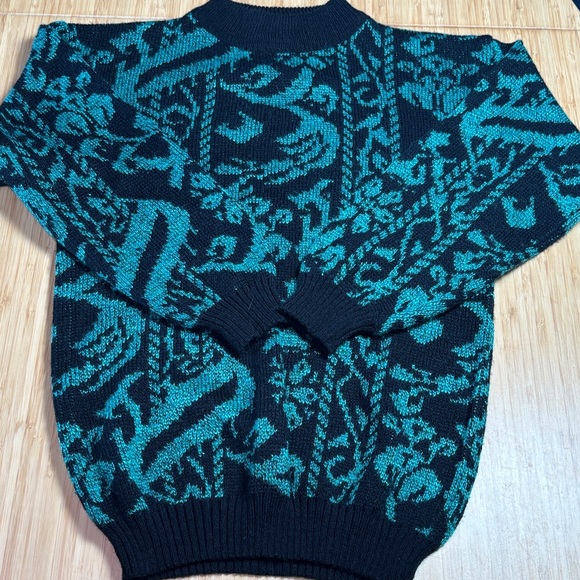 Levian Women's Teal and Black Turtleneck Sweater - Picture 1 of 5